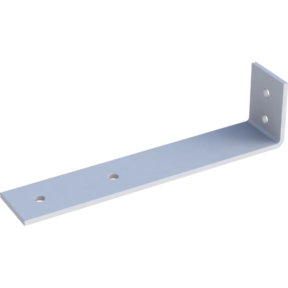 Bracket to screw on shelving frames for front-mounted doors