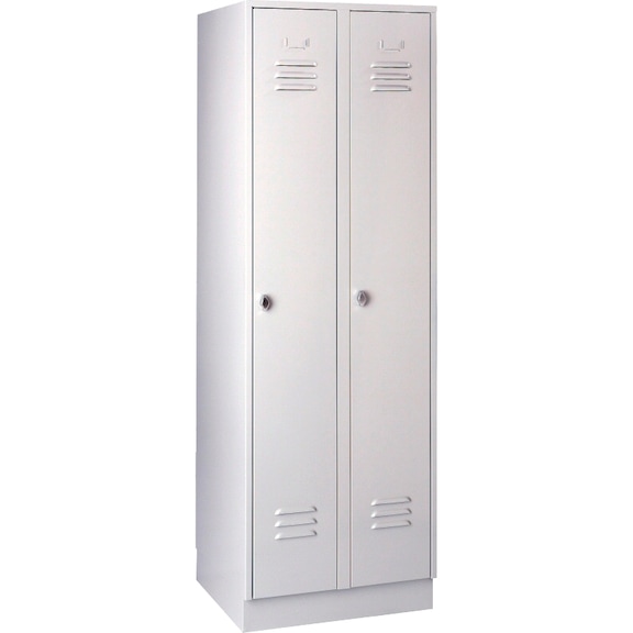 衣柜，2 个储物柜，300 毫米，带底座，1800 x 600 x 500 毫米，RAL 7035 - 带底座衣柜
