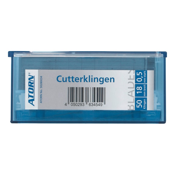 Hojas de cutter ATORN, 18 mm, paquete de 50 unidades - Hojas de cutter extraíble, 18 mm, paquete de 50 pzs.
