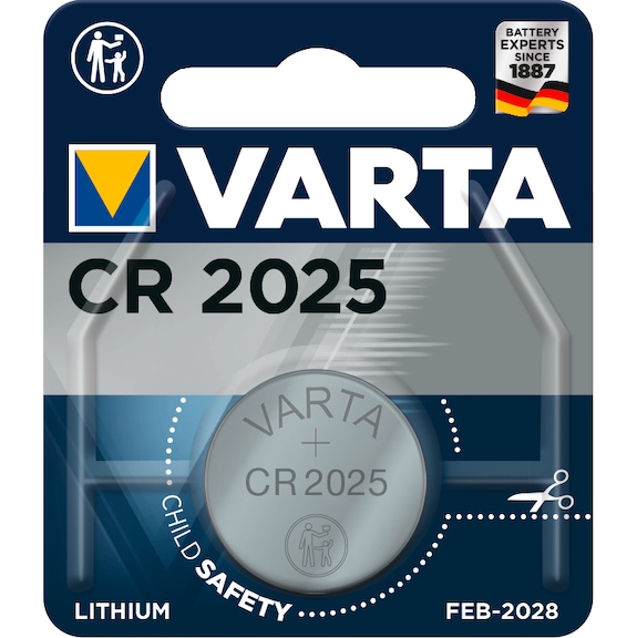 VARTA 纽扣电池，CR 2025 型吸塑包 = 1 件 3 伏 170 毫安时 - CR2025 纽扣电池
