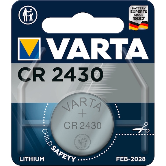 VARTA 纽扣电池，CR 2430 型吸塑包 = 1 件 3 伏 280 毫安时 - CR2430 纽扣电池