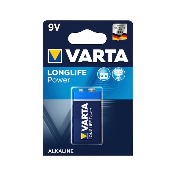 VARTA LONGLIFE POWER 吸塑包装 1 个 9&nbsp;V 碱性锰电池，电池包 - LONGLIFE POWER 电池包电池