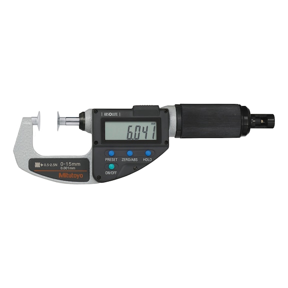 MITUTOYO micromètre numérique à coupelles, 0–15 mm, force de mesure 0,5–2,5 N - Micromètre électronique
