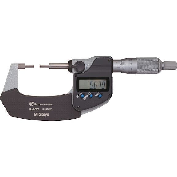 MITUTOYO micromètre num. à cannelure, 50–75&nbsp;mm Digimatic, face de mesure 2 mm - Micromètre électronique extérieur