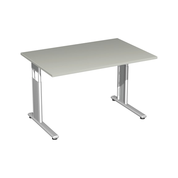 Schreibtisch C Fuß Flex 1200x800 Lichtgrau/Silber - Schreibtisch mit C Fuß Flex