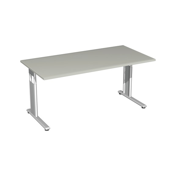 Schreibtisch C Fuß Flex 1600x800 Lichtgrau/Silber - Schreibtisch mit C Fuß Flex