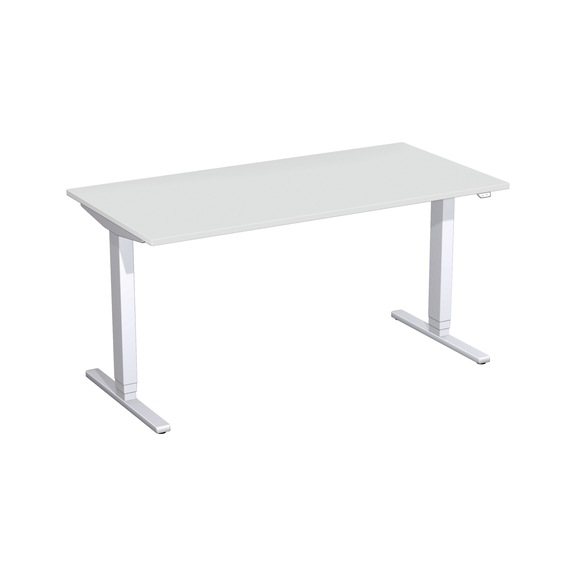 Schreibtisch höhenstellbar, elektrisch Flex 1600x800 Lichtgrau/Silber - Schreibtisch höhenverstellbar, elektrisch