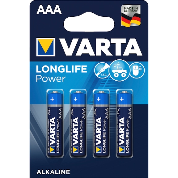 VARTA Batterien LONGLIFE POWER Micro Blister 4 Stück 1,5 V Alkali-Mangan Typ AAA - Batterien LONGLIFE POWER AAA