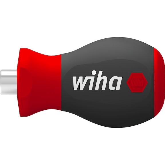Portapuntas portátil WIHA 1/4" 57 mm de largo con mango SoftFinish - Destornillador grueso con adaptador de puntas e imán