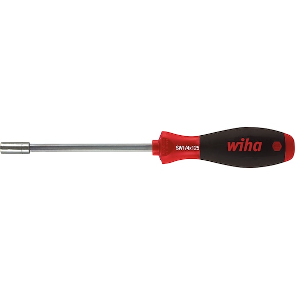Portapuntas WIHA con mango de 1/4 pulg., 300 mm de largo, SoftFinish, magnético - Destornillador con adaptador de puntas e imán