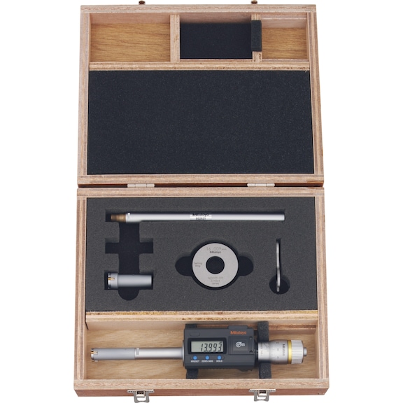 MITUTOYO dijital 3 noktalı iç çap mikrometresi, 2 ölçüm başlığı ile, 12–20 mm - Elektronik 3 noktalı iç çap mikrometresi seti