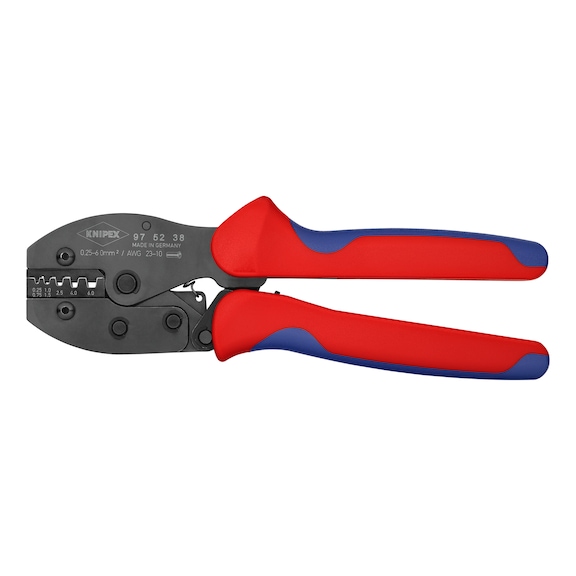 Pince à sertir PreciForce KNIPEX 220 mm pour cosses de câbles - Pince à sertir à levier avec manchons de préhension bimatière