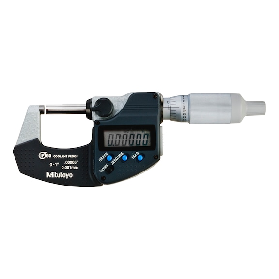 Micromètre numérique MITUTOYO IP65, plage mesure 0-1 pouce tambour à cliquet - Micromètre électronique
