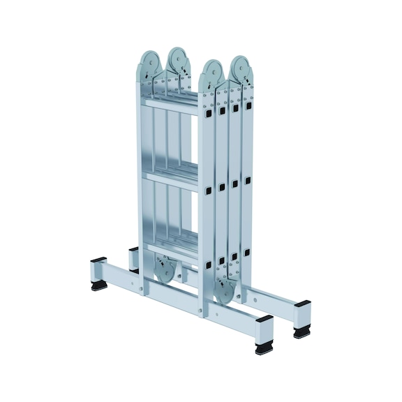 Aluminium multi-purpose ladder with rungs, 4 pieces