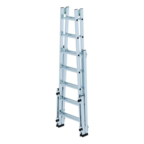 Escalera de tijera GÜNZBURGER aluminio, 2x7 peldaños, compatible con escaleras - Escalera de tijera de aluminio, compatible con escaleras, zapatas interiores nivello®