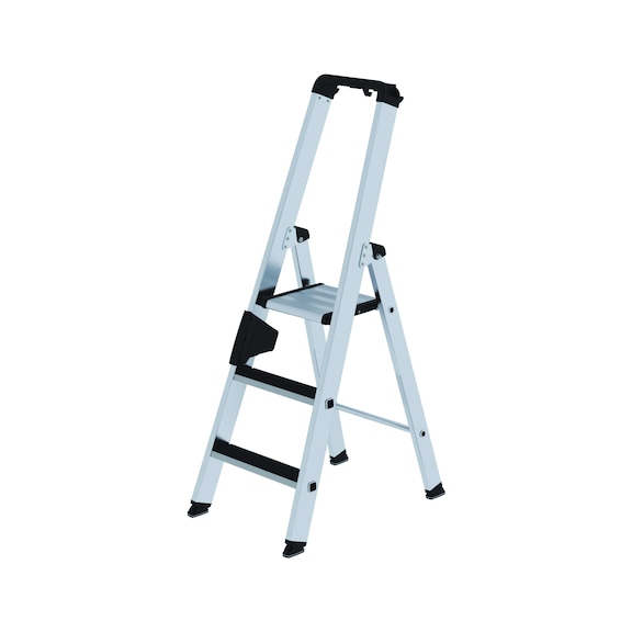 Aluminium standing ladders with steps, with platform, clip-step