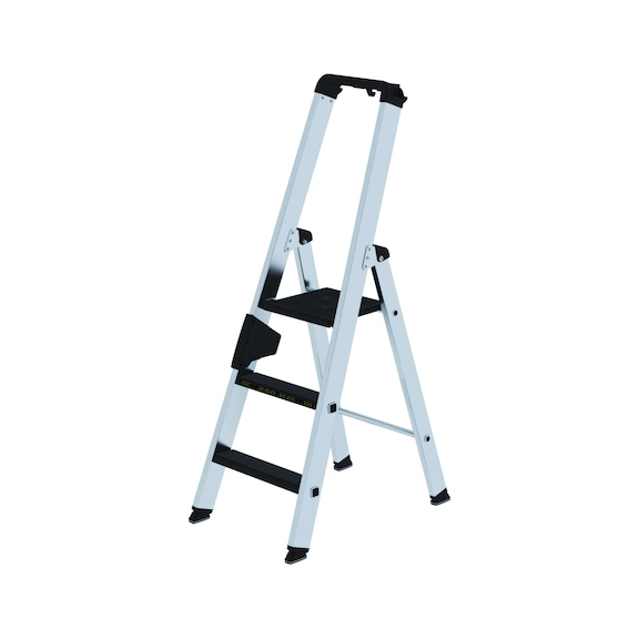 Aluminium standing ladders with steps, 1-sided access, R13 clip-step