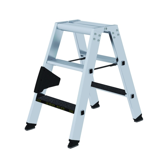 Aluminium step ladder, two-sided, clip-step R13, 250 kg