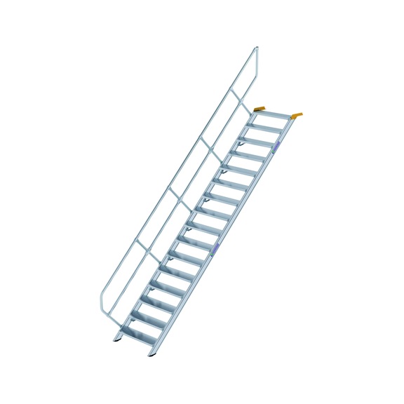 GÜNZBURGER stairs, 45°, step width 800 mm, 16 aluminium steps, chequered - Aluminium stairs, stationary, 45° inclination, step width 800 mm
