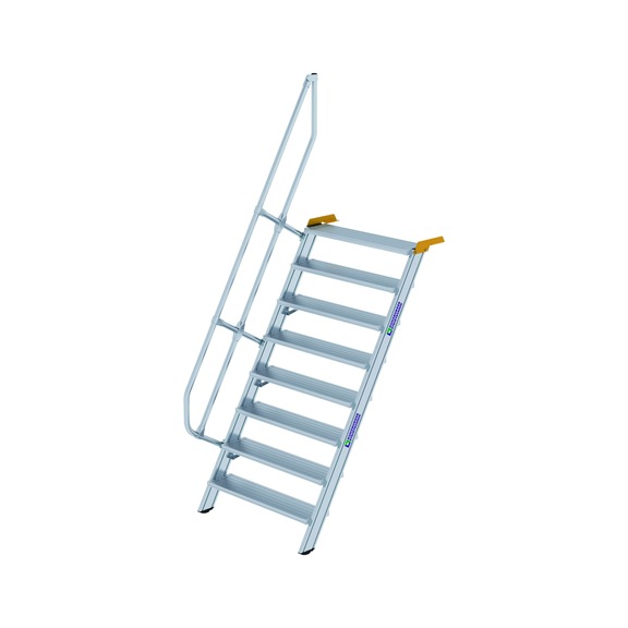 GÜNZBURGER stairs, 60°, step width 1,000 mm, 8 aluminium steps, chequered - Aluminium stairs, stationary, 60° inclination, step width 1,000 mm