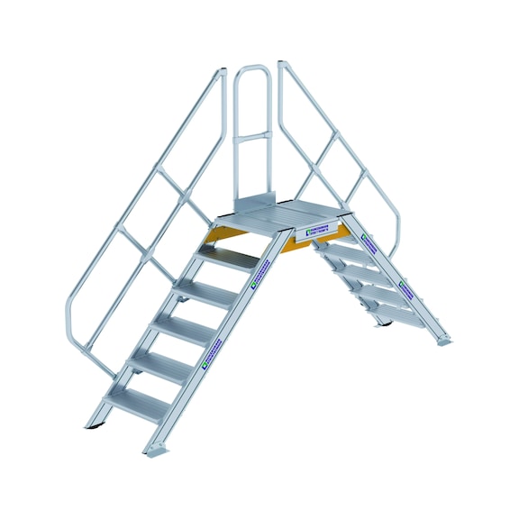 GÜNZBURGER bridging step, 45°, step width 600 mm, 6 steps, step depth 225 mm - Aluminium bridging steps, stationary, 45° inclination, step width 600 mm