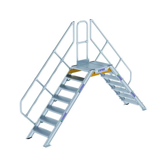 GÜNZBURGER bridging step, 45°, step width 600 mm, 7 steps - Aluminium bridging steps, stationary, 45° inclination, step width 600 mm