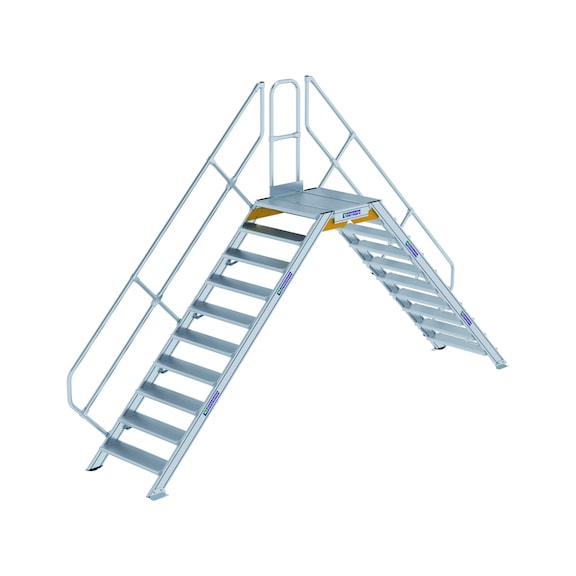 GÜNZBURGER bridging step, 45°, step width 800 mm, 10 steps, step depth 225 mm - Aluminium bridging steps, stationary, 45° inclination, step width 800 mm