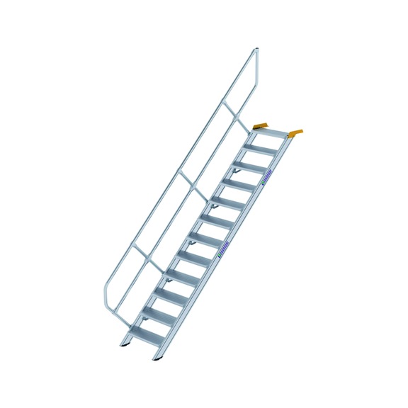GÜNZBURGER stairs, 45°, step width 600 mm, 12 aluminium steps, chequered - Aluminium stairs, stationary, 45° inclination, step width 600 mm