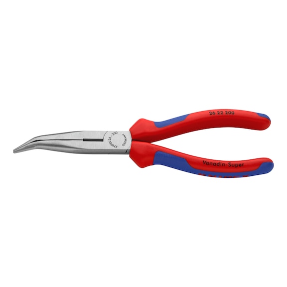 KNIPEX snipe nose pliers 200&nbsp;mm, angled, polished head with two-component handle - Snipe nose pliers, bent, with 2-component grip covers