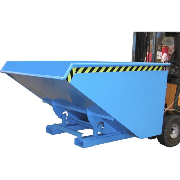 Tilting cont. type EXPO 1200 capacity 1.20 m³, LxWxH 1720x1070x1095 mm RAL5012 - Tilting drum with roll-off mechanism—low overall height