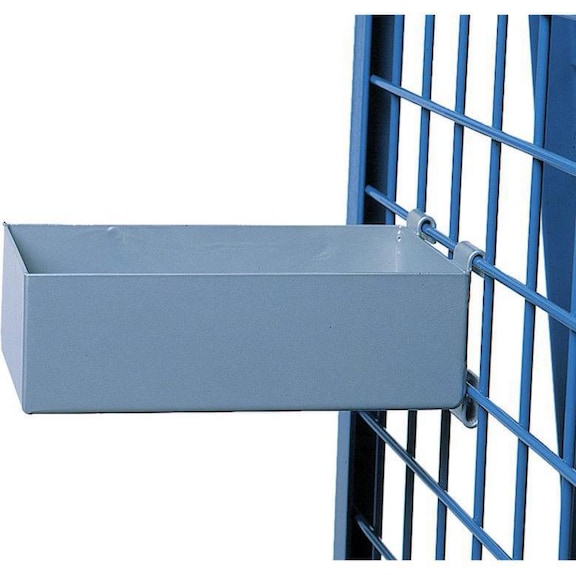 Materialkasten für Gitterwand 350 x 200 x 130 mm Tragfähigkeit 25 kg RAL 7035 - Materialkasten