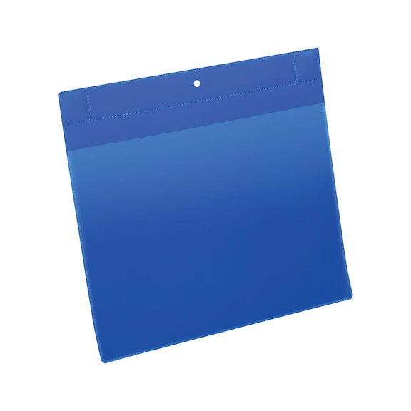 doc pocket, powerful neodymium magnets, A4, landscape, dark blue, PU: pack of 10 - Document pockets