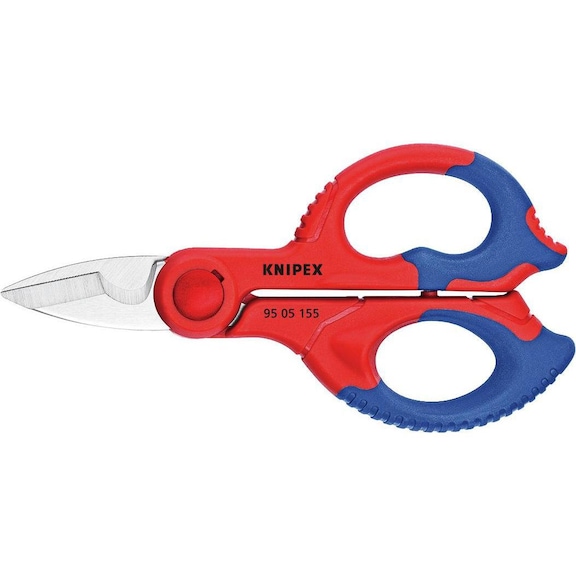 KNIPEX 电工剪，155 毫米，带双组份手柄和皮套 - 电工剪，细齿，带电缆剪