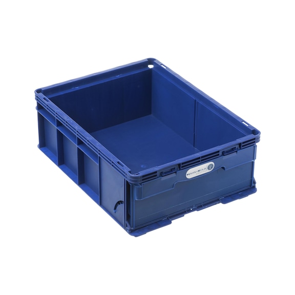Dimens. boîte de stockage W-KLT&nbsp;: 400x300x150&nbsp;mm, couleur RAL 5022, bleu nuit - Boîtes de stockage W-KLT® avec rabat avant