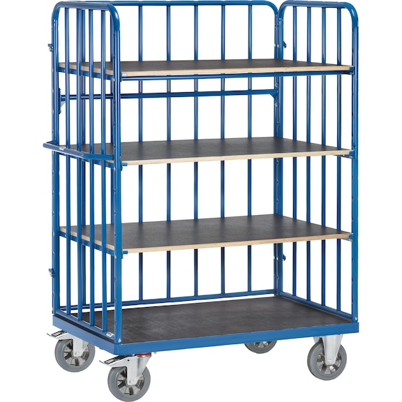 3-sided shelf trolley with 4 load areas, load capacity 1200 kg
