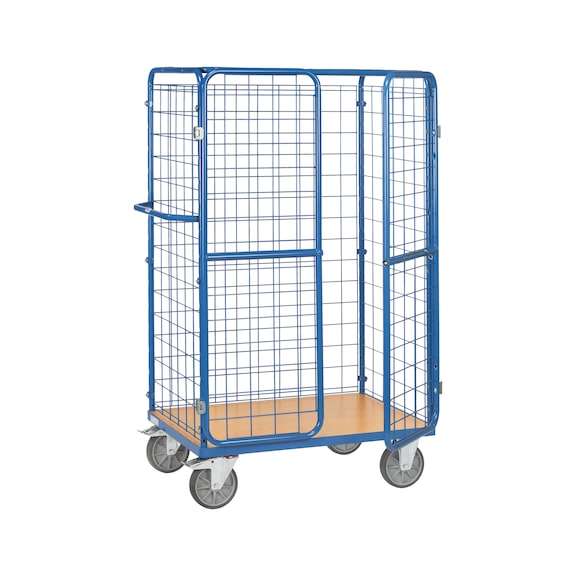 Parcel trolley with 1 loading area and roof