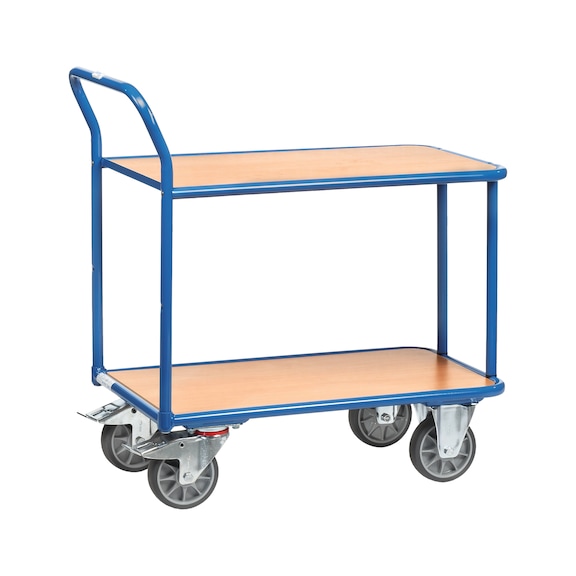 Chariot desserte 2600, cap. ch. 400 kg, zone de ch. 850 mm x 500 mm - Chariot desserte avec surfaces de chargement en bois
