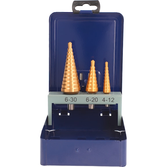ORION stepped drill bit set HSS TiN, straight groove, types 1.0/2.0/3.0 - Stepped drill bit set HSS TiN, straight groove