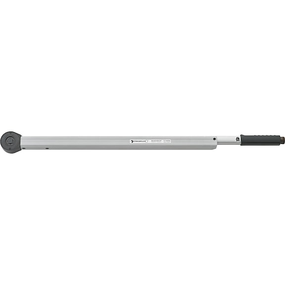 Torque wrench with fixed ratchet, adjustable