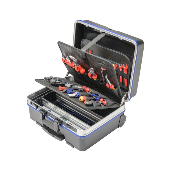 ATORN gereedschapskoffer met wieltjes, met VDE-gereedschapsassortiment, 44-delig - Gereedschapskoffer op wieltjes ABS