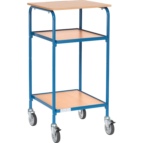 FETRA roller desk 5833 load area 500 x 600 mm 100 kg, with 2 tray shelves - Roller desk with 2 wooden loading surfaces and horizontal writing surface