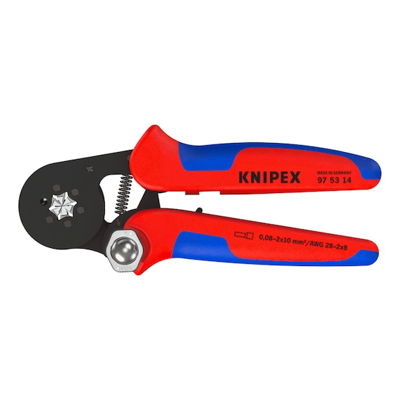 KNIPEX crimping tool 180&nbsp;mm for wire end ferrules, self-adjust, hexag. press - Crimping tool for wire end ferrules 0.08-16 mm