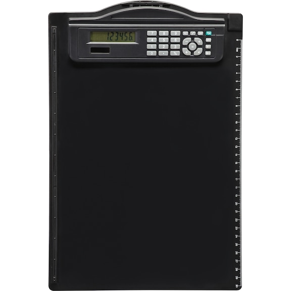 Plaque d'écriture avec calculatrice MAUL, noir, 340 x 230 x 280 mm, DIN A4, noir - Porte-bloc avec calculatrice