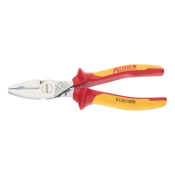 ATORN VDE heavy-duty combination pliers 180&nbsp;mm, 2C handles - VDE-insulated heavy-duty combination pliers with 2-component grip covers