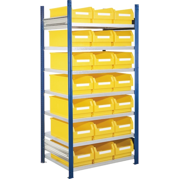 Plug-in rack with easy-view storage bins