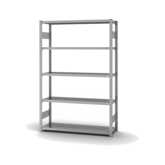 HOFE shelving rack basic bay 1,300x400 mm, 5 zp. shelves, 180 kg HZG20413AL - Double-sided shelving rack