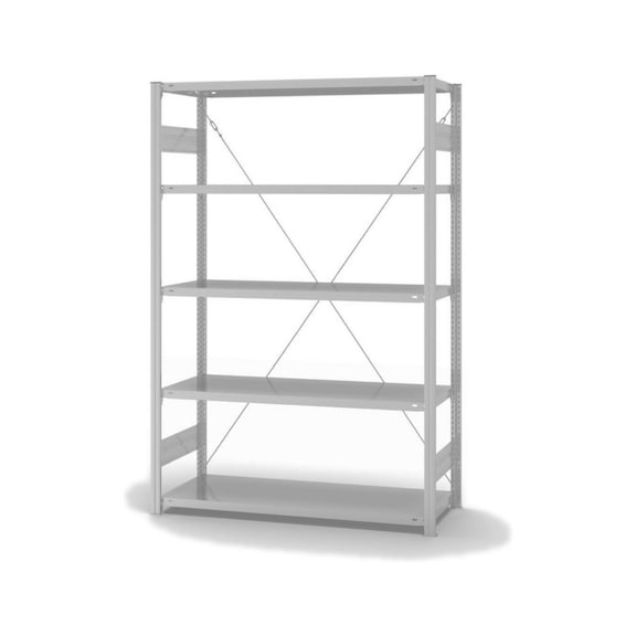 HOFE ESD shlv. rack basic bay 1,300x500 mm, 5 light grey shelves, dissipative - ESD shelving rack