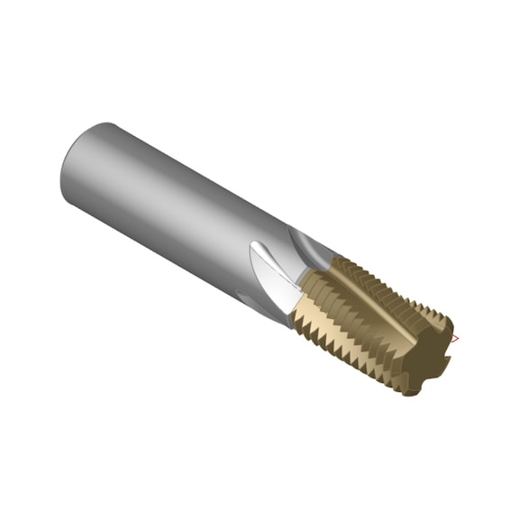 ATORN 螺纹铣刀，有凹槽，SC TiAlN T 1 英寸 DL/SL ≤ 2 x D，20.0 毫米，HA - 多段螺纹铣刀，带颈部凹槽，整体硬质合金，TiAlN 15° 直柄 HA。