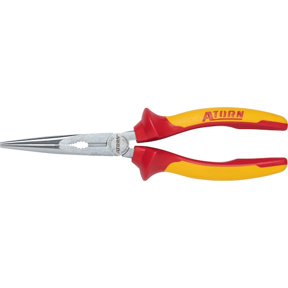 Snipe nose pliers, straight, with VDE-insulated 2-component grip covers