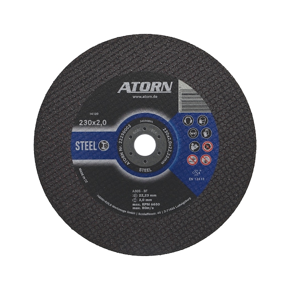 Disco corte ATORN acero/fundición de hierro - tipo A30S-BF, 230x2,0x22,23 mm - Disco de corte